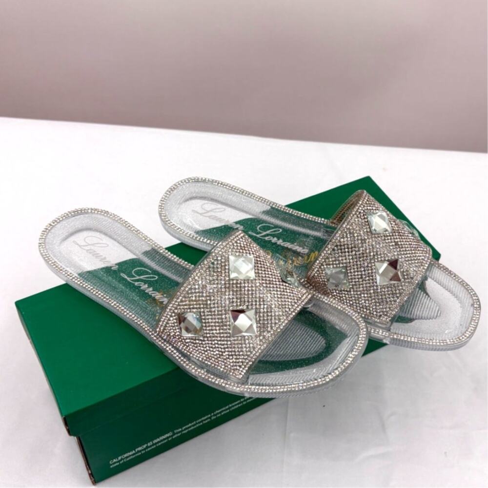 Lauren Lorraine Embellished Flat Jelly Sandals